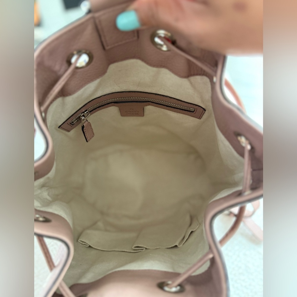 Gucci Pink Leather Drawstring Backpack - Picture 8 of 12